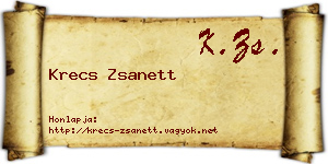 Krecs Zsanett névjegykártya